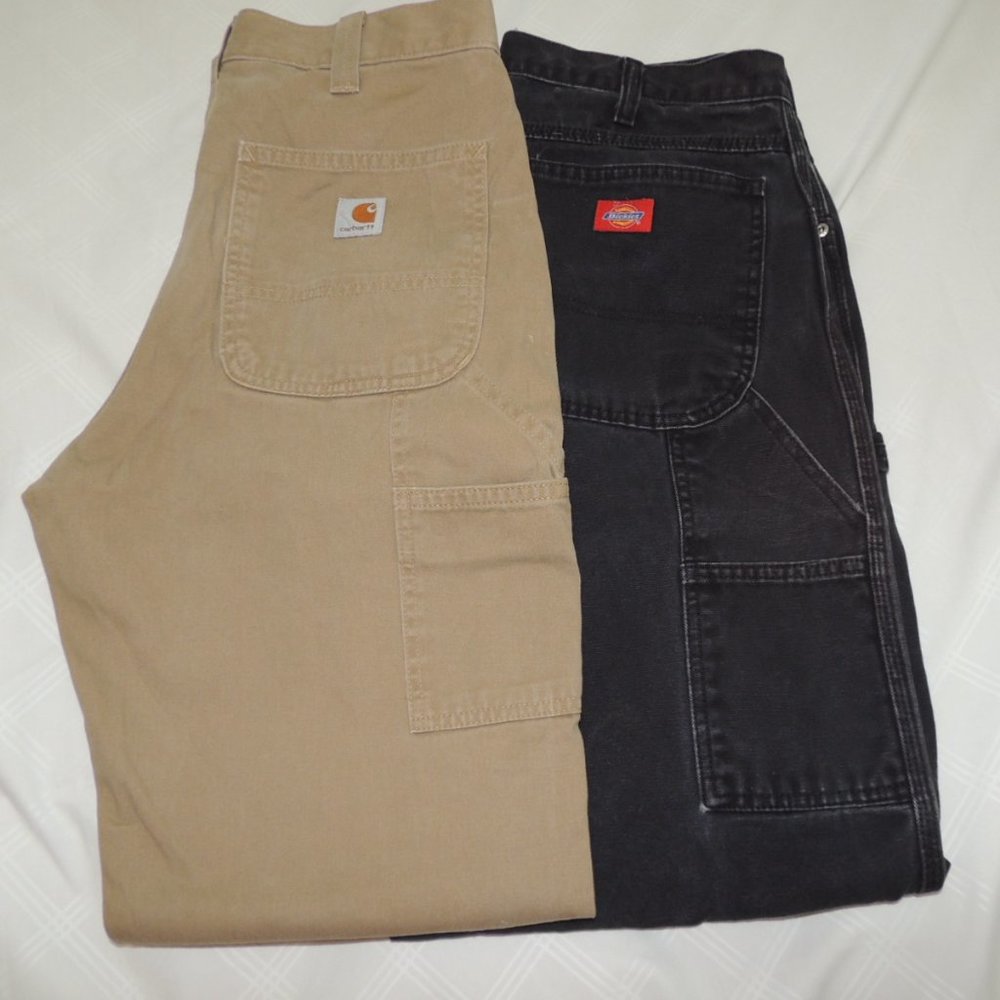 LOT OF 2 MENS  CARHARTT/DICKIES COTTON PANTS 32x34